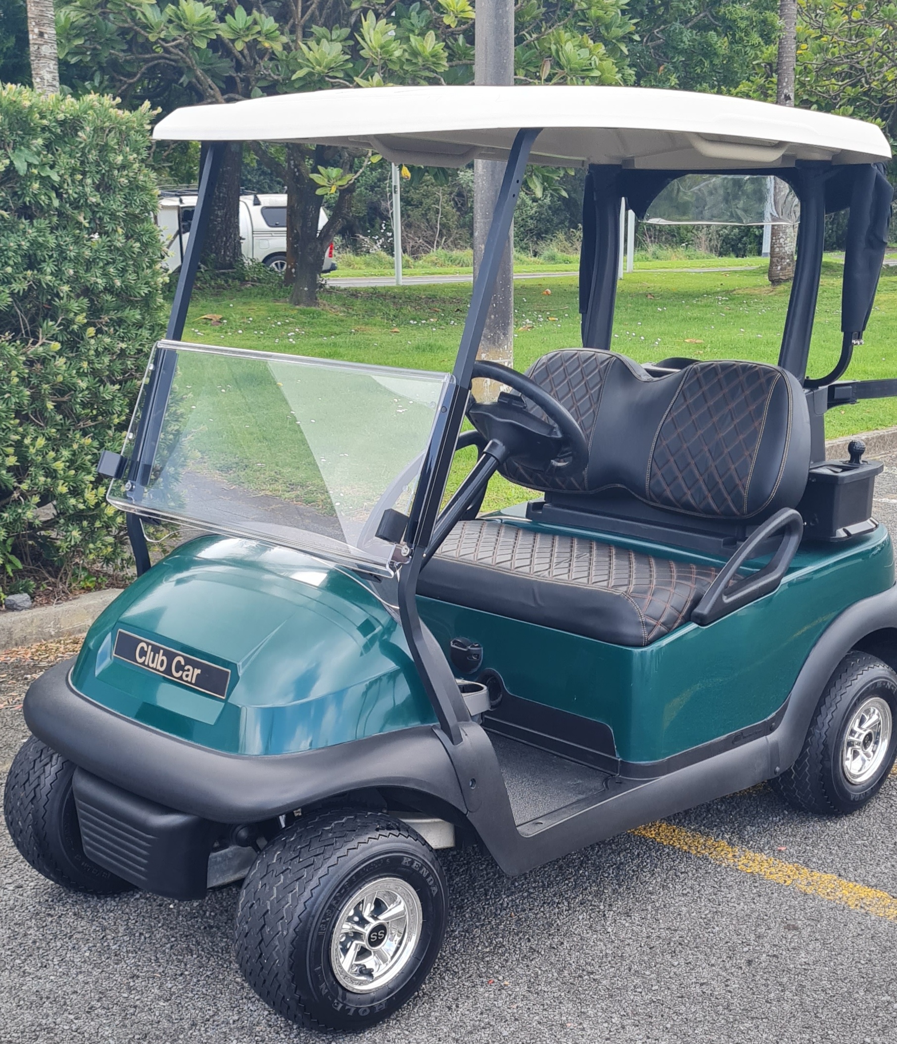 Club Car Precedent with premium diamond-stitch re-upholstered seats